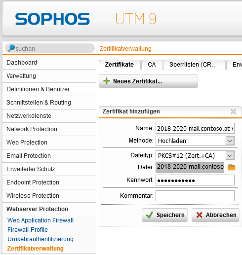 kb sophos zertifikat add